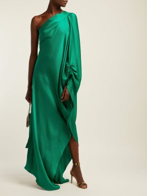 ROLAND MOURET Emerald Ritts one-shoulder silk-blend gown