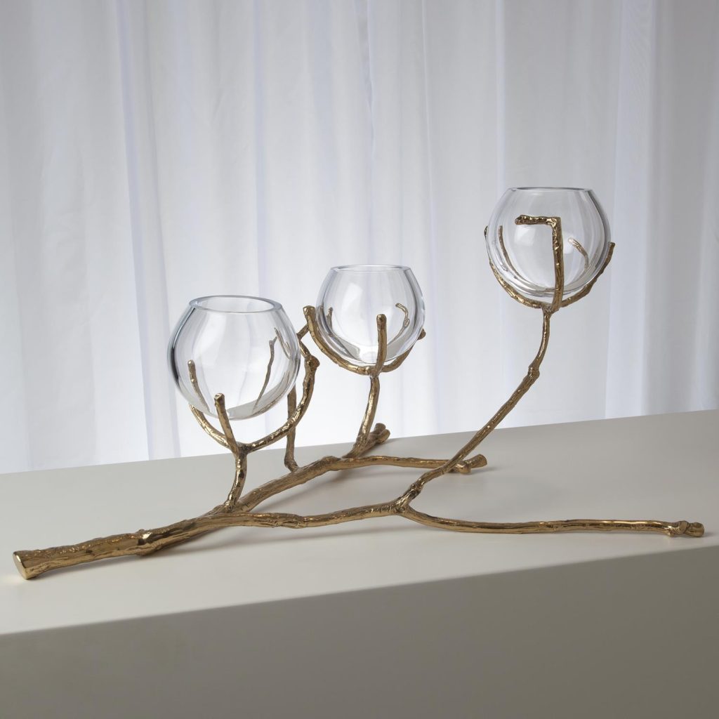 Brass Three Branch Vase