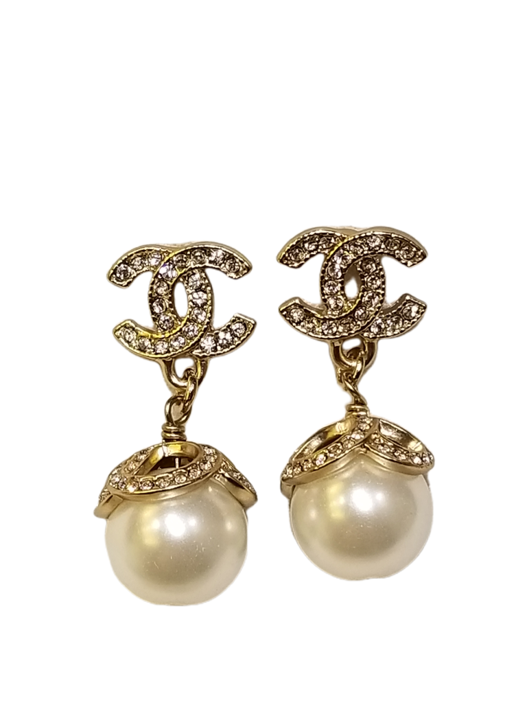 Chanel Earrings – Gold Tone, Crystal & Pearl