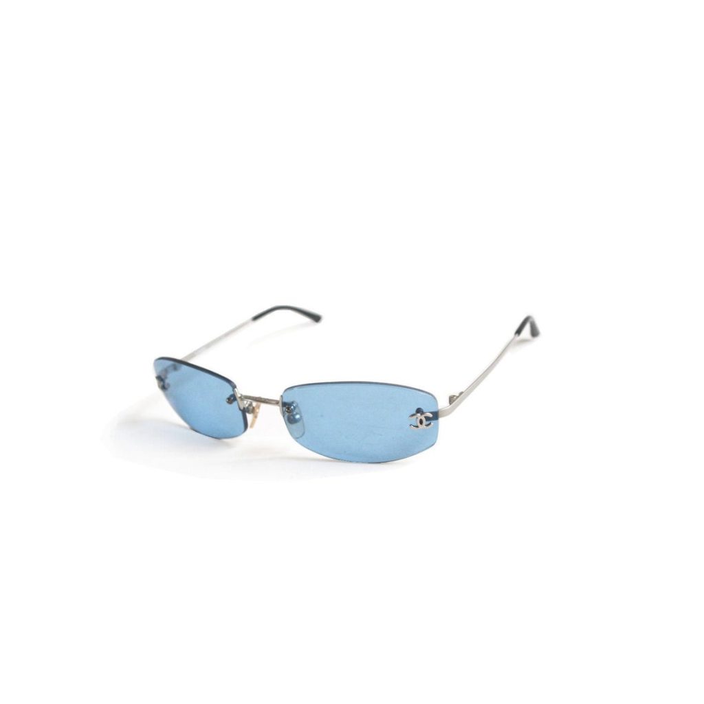 Chanel Tinted Rimless Sunglasses in Blue