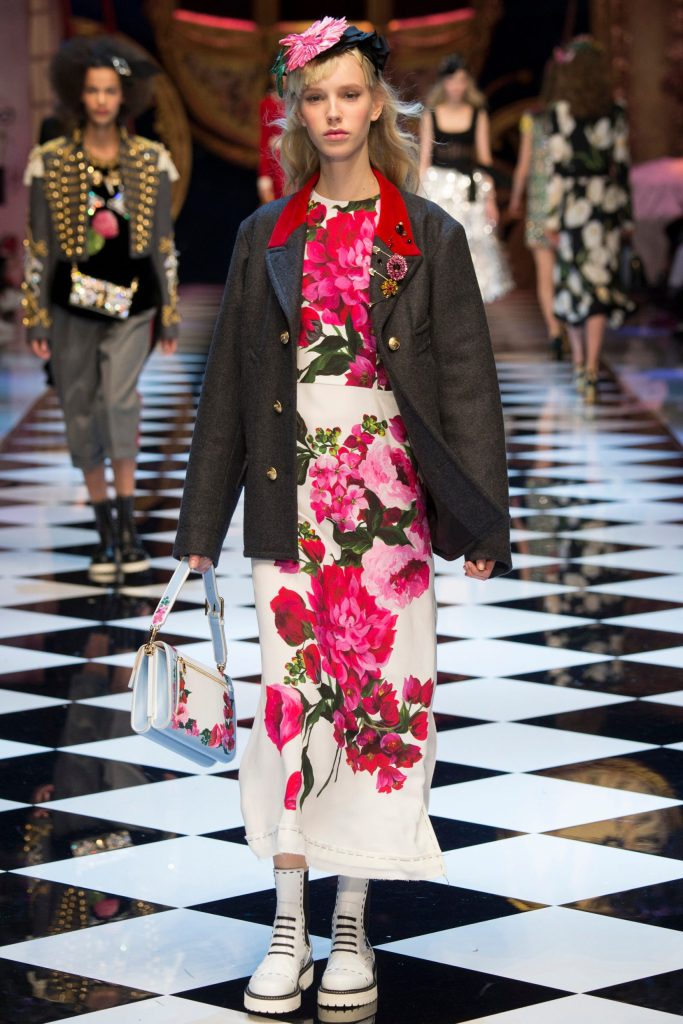Dolce Gabbana Runway Peony Crepe Dress