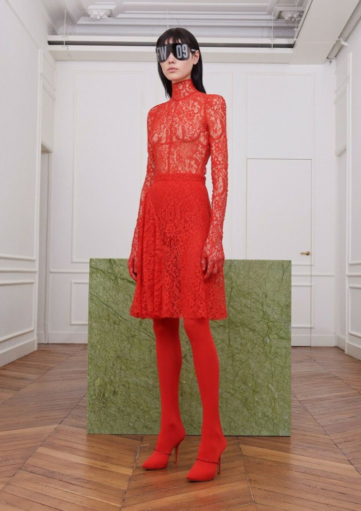 Givenchy Red Lace midi skirt