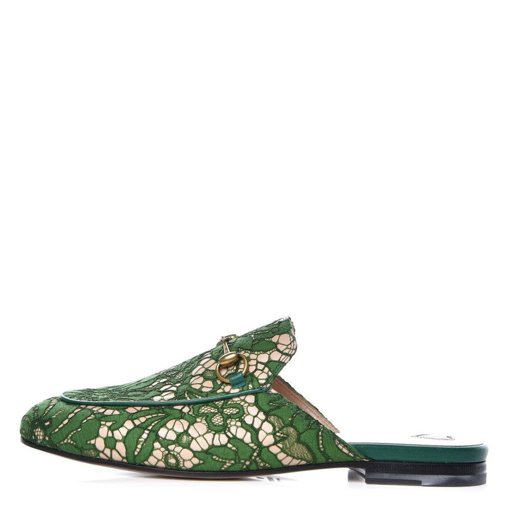 Gucci Green Princetown Lace Slipper – 36