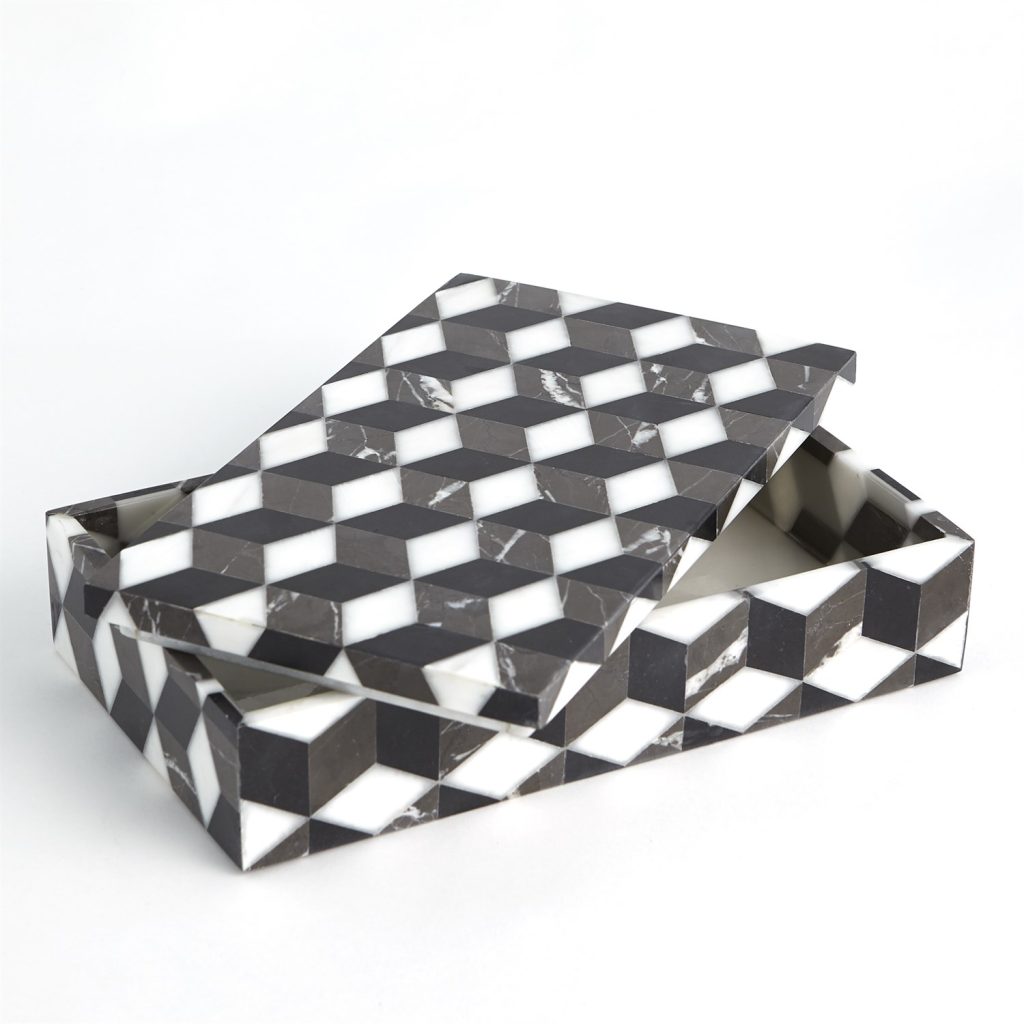 Marble Black and White Jewel Momento Box – Small