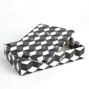 Marble Black and White Jewel Momento Box - Small