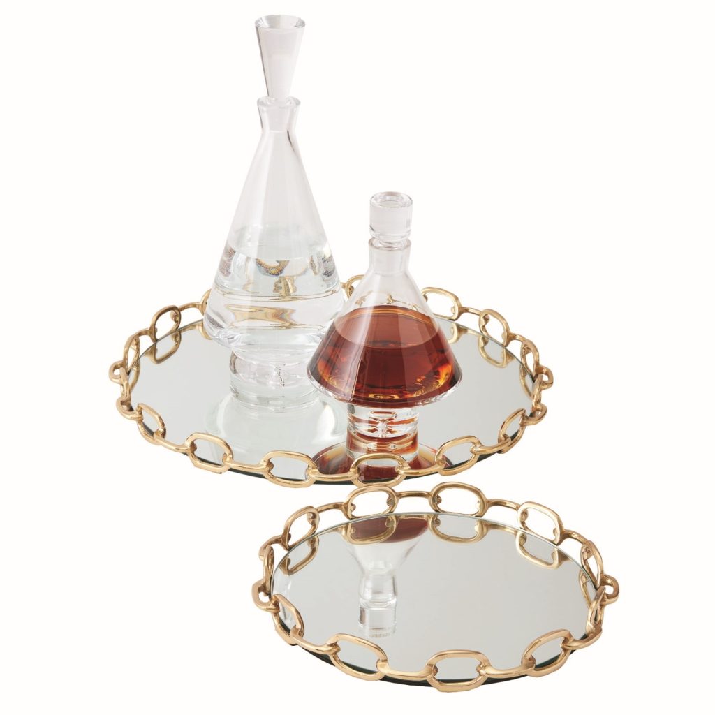 Mirrored Brass Links Tray
