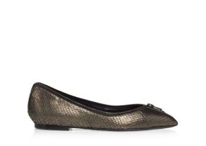 Tom Ford Python Zipper Ballerina Flats - Gold, Size 38
