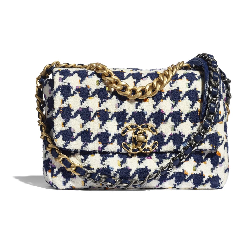 Chanel 19 Flap Bag Navy Houndstooth