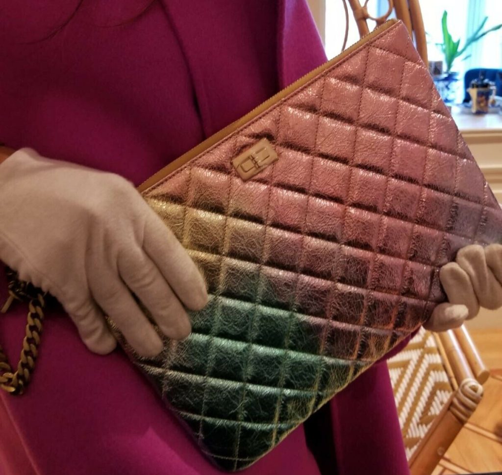 Chanel Large Clutch Case in Metallic Goatskin