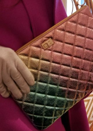 Chanel Large Clutch Case in Rainbow Metallic Goatskin