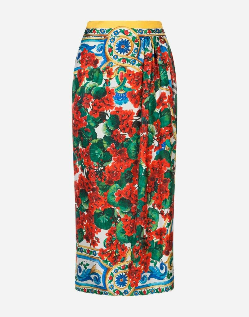 Dolce Gabbana Portofino Majolica Silk Skirt