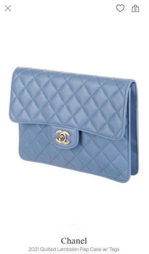 Chanel Lambskin Clutch Flap Bag in Sky Blue
