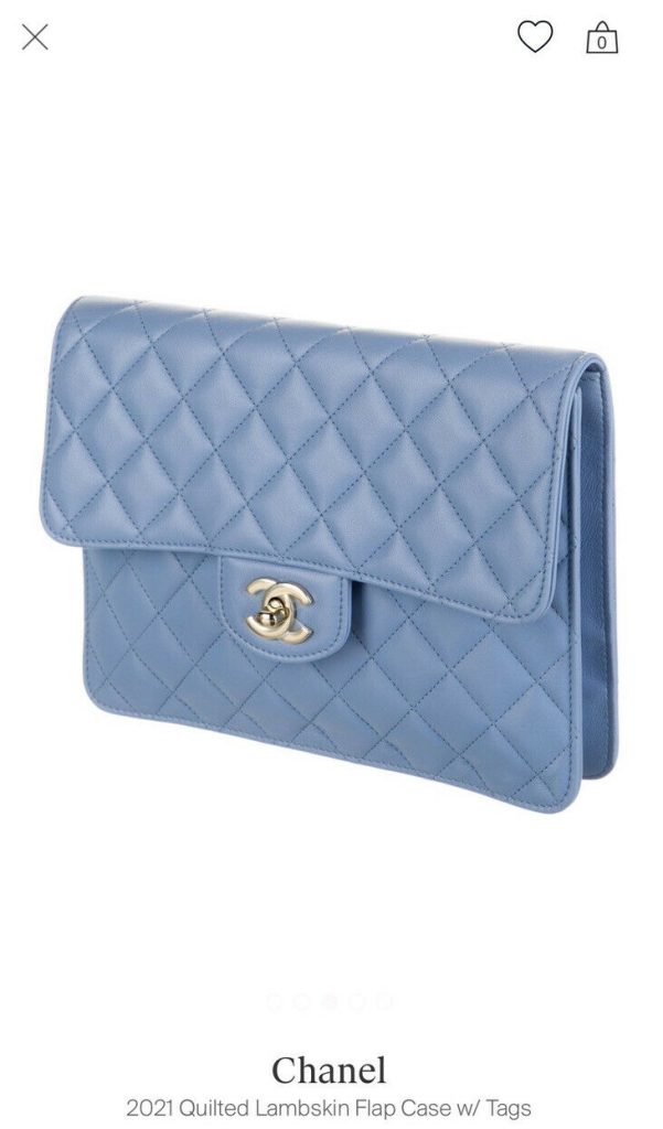 Chanel Lambskin Clutch Flap Bag in Sky Blue