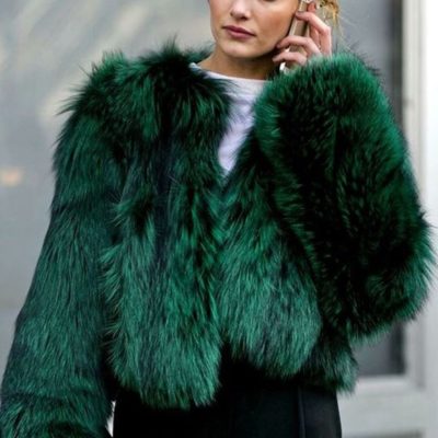 Guess Green Faux Fur Jacket