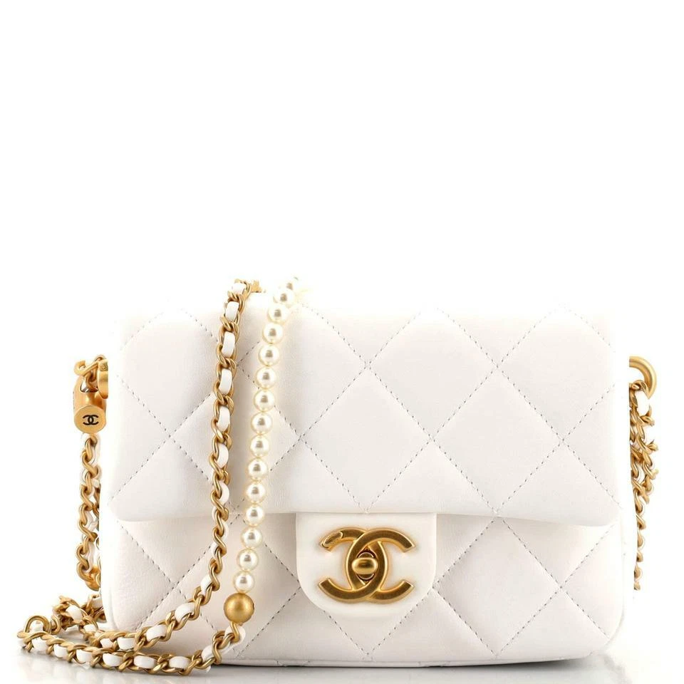 CHANEL Classic Quilted Lambskin Bag with Pearls, Cross Body, Adjustable Chain
