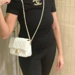 CHANEL Classic Quilted Lambskin Bag with Pearls, Cross Body, Adjustable Chain