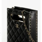 Chanel Grained Lambskin Black Bag Clutch with Chain Runway Piece