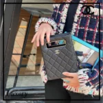Chanel Grained Lambskin Black Bag Clutch with Chain Runway Piece