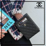 Chanel Grained Lambskin Black Bag Clutch with Chain Runway Piece