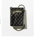 Chanel Grained Lambskin Black Bag Clutch with Chain Runway Piece