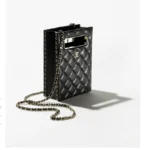 Chanel Grained Lambskin Black Bag Clutch with Chain Runway Piece
